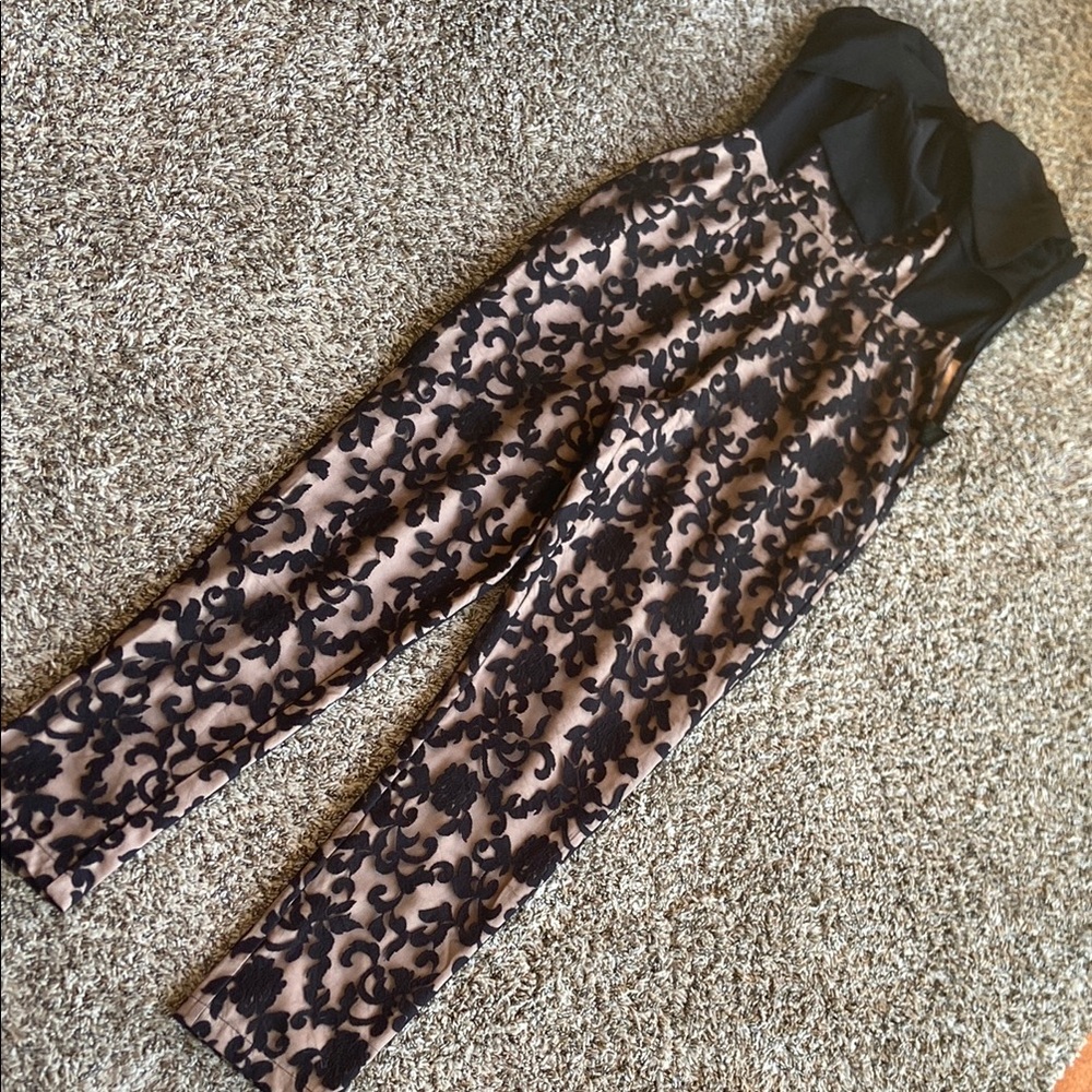 Adelyn Rae Black and Tan Floral Jumpsuit